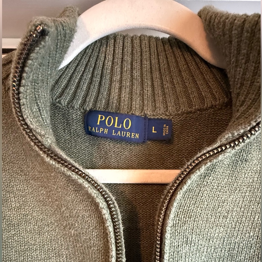 Polo Ralph Lauren Men's Olive Green 1/4 Zip-Up Sweater size L - Picture 2 of 6
